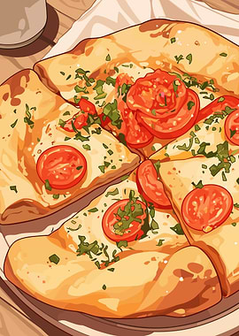 Delicious Tomato Pizza Illustration