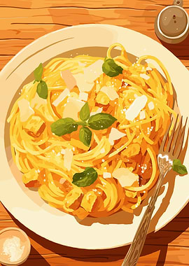 Pasta Dish with Basil and Cheese