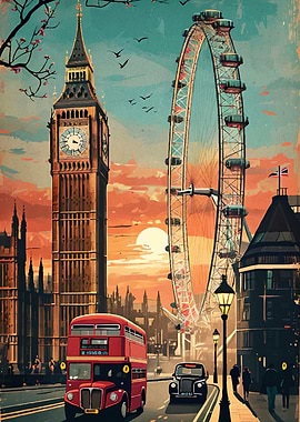 London cityscape Big Ben Eye