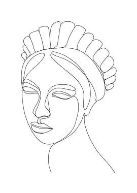 Minimalist Mythical Woman Portrait Line Art