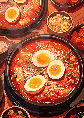 Delicious Ramen Bowls with Eggs