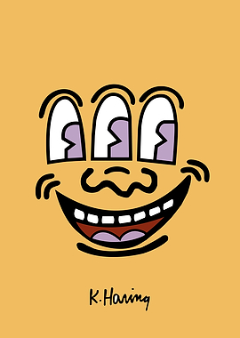 Three-Eyed Smiling Face by Keith Haring