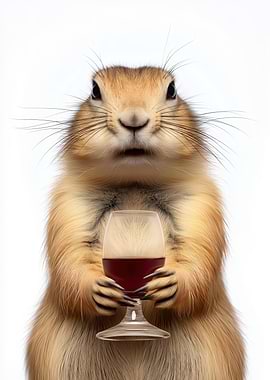 Prairie Dog with Wine Glass