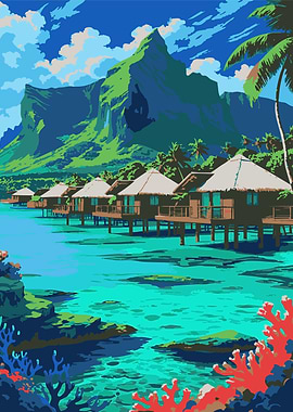 Tropical Island Resort Digital Art