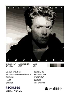 Bryan Adams Reckless Album Cover Art