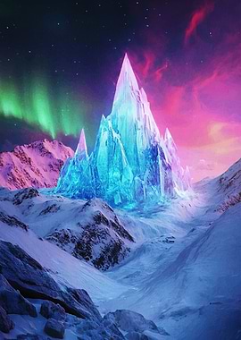 Crystal Mountain Under Aurora Borealis