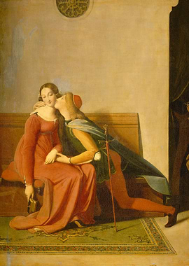 Romantic Embrace: Historical Painting of a Couple