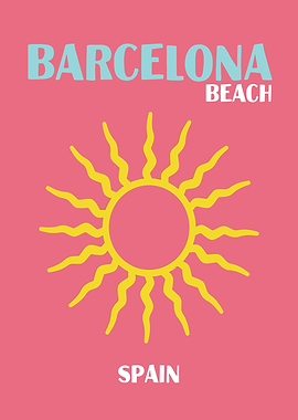 Barcelona Beach Spain Travel Poster