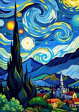 Starry Night Landscape