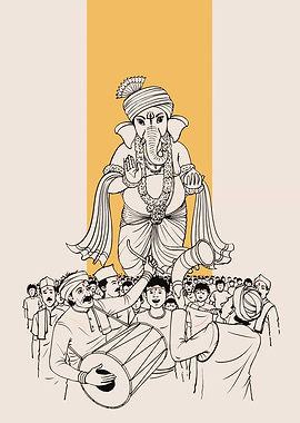 Lord Ganesha procession illustration