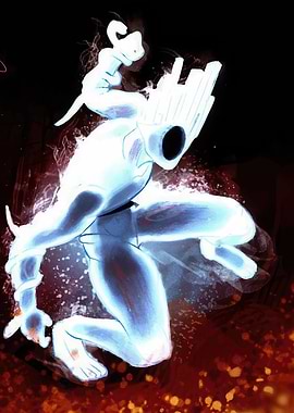 Glowing Figure in Action Pose