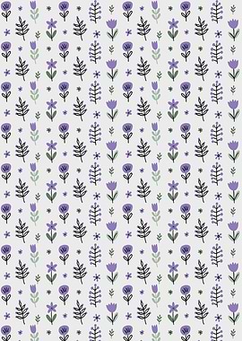 Floral Pattern with Purple and Green