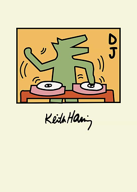 Keith Haring DJ Crocodile Art