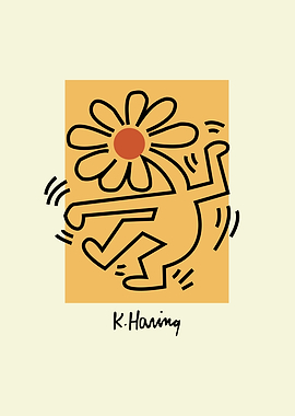 Keith Haring Flower Man Illustration