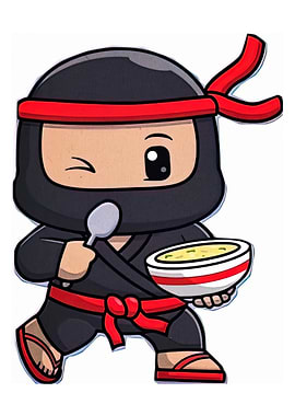 Cartoon Ninja with Soup