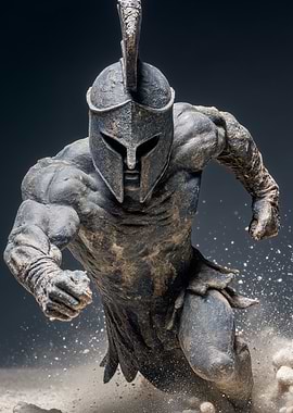 Spartan Warrior Statue in Motion