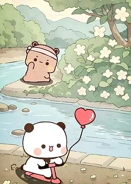 Cute Bears River Animal