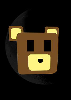 Blocky Bear on Dark Moon Background