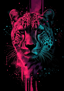 Neon Leopard Portrait