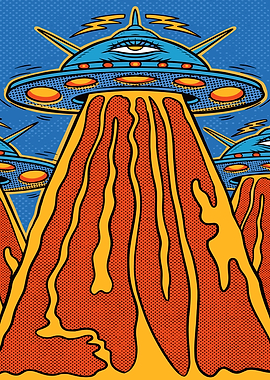 UFOs with Third Eye in Pop Art