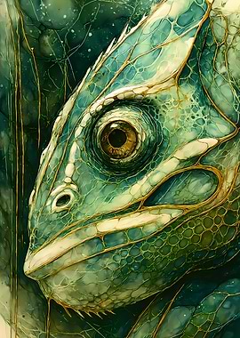 Abstract Fantasy #88 - Detailed Chameleon Portrait