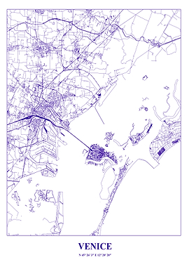 Venice City Map Blueprint Style
