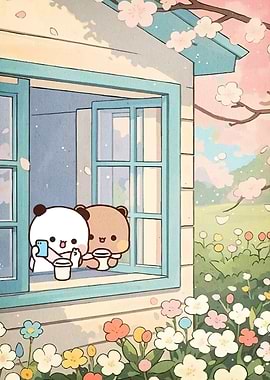 Cute Bears Window Flowers