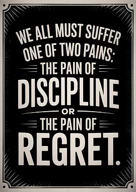 Pain of Discipline or Regret Poster