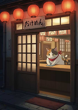 Cat at Japanese Restaurant