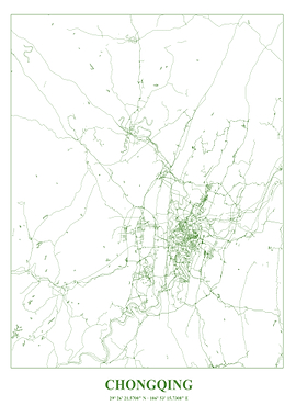 Chongqing City Map - Green Lines