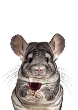 Chinchilla with Wine Glass