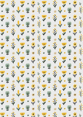 Floral Pattern with Yellow and Green