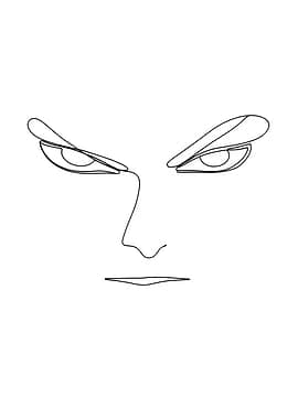 Minimalist Face Expression Line Art