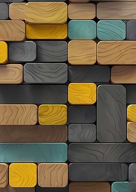 Colorful Wooden Block Wall Texture