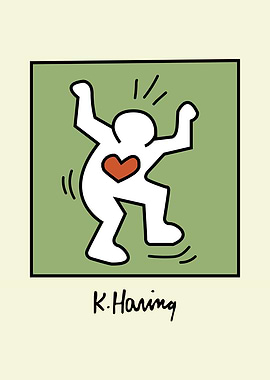 Keith Haring Figure with Heart