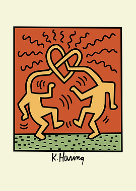 Keith Haring Dancing Figures with Heart
