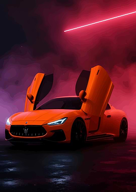 Orange Maserati with Open Doors