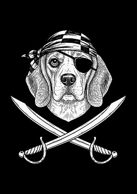 Pirate Beagle Dog with Swords