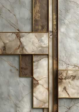 Abstract Marble and Gold Geometric Design