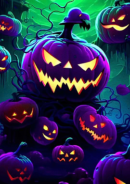 Halloween Pumpkins Glowing Dark