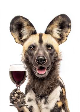 African Wild Dog with Wine Glass