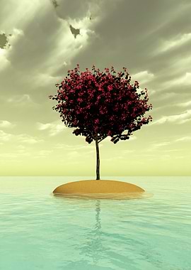 Tree on Island in Water
