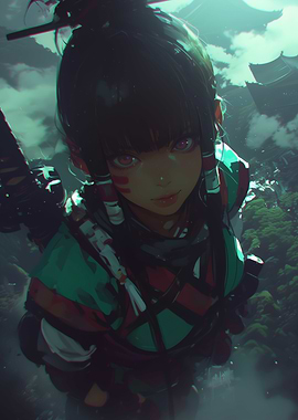 Anime Girl in Fantasy Landscape