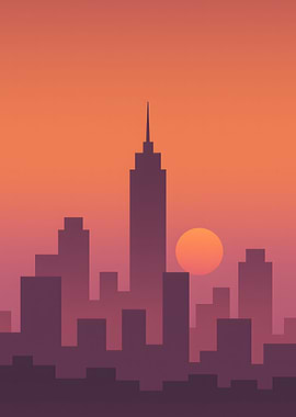 Cityscape Silhouette at Sunset