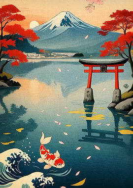 Japanese Landscape Koi