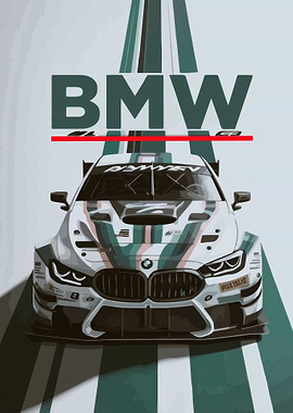 BMW M6 Racing Car Illustration