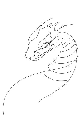 Minimalist Fantasy Dragon Line Art