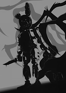 Monochrome Horror Character with Knife