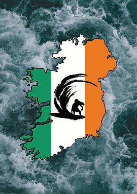 Surf Ireland - Irish Flag Map