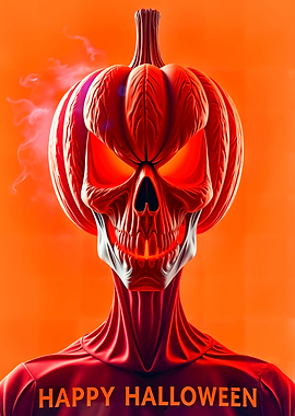 Pumpkin King | Fiery Halloween Skull Poster